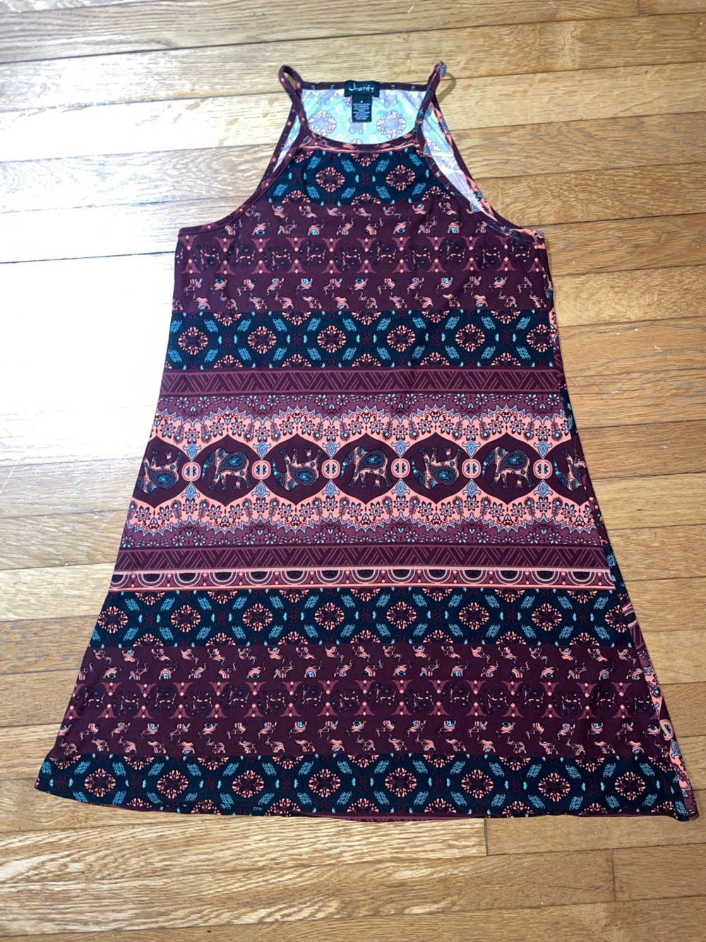 Justify Burgundy and Pink Paisley Print Tank Top